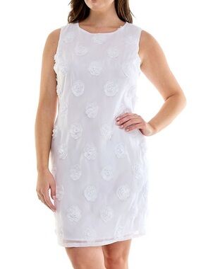 Nicole Miller 3-D Rosette White Sleeveless Mini Dress Size 16
